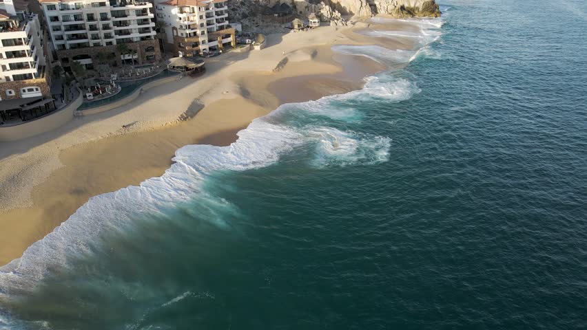 Aerial view of Cabo San Lucas at sunset, Baja California, Mexico.