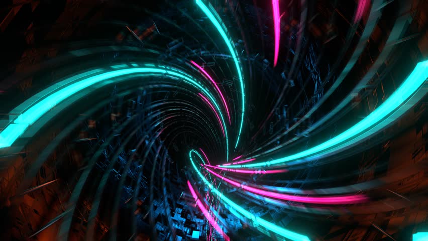 Futuristic neon portal. Abstract glowing tunnel. Neon backdrop. Intro and transition. | Shutterstock HD Video #1098584503