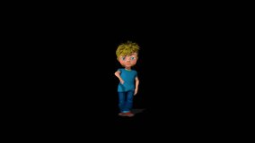 Cartoon Kid Dancing Transparent Alpha Video Animation