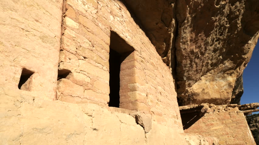 Closeup of Cliff Palace Wall and Entry of Ancestral Pueblo Ruin at Mesa Verde