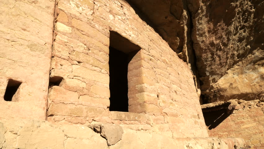 Closeup of Cliff Palace Wall and Entry of Ancestral Pueblo Ruin at Mesa Verde