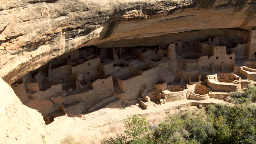 Cliff Palace Ancestral Pueblo Dwelling Ruins in Canyon at Mesa Verde