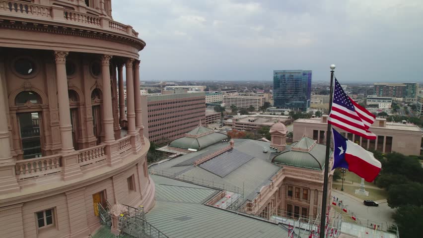 Texas State Capitol Flags Dolly Around