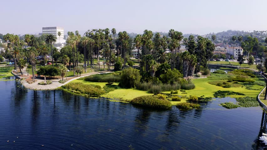Echo Park in Los Angeles California Aerial views