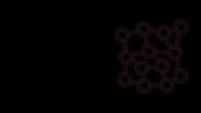 Glowing neon line Neural network icon isolated on black background. Artificial intelligence AI. 4K Video motion graphic animation.