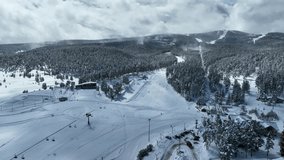 Sarikamis Ski Center in the Winter Season Drone Video, Sarikamis Kars, Turkey