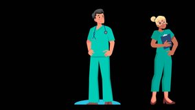 animated nurse and doctor and medicine  icon of nice animation icons for your explainer videos easy to use with alpha channel just download it