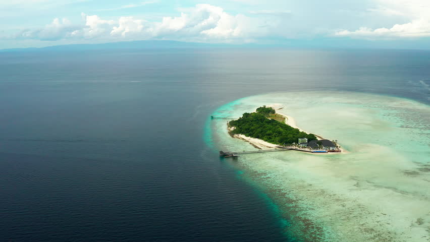 Aerial view of Pandanan Island, Semporna, Sabah