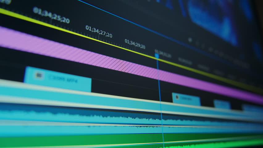 Close up of Video editing on a computer. Monitor the computer and capture the work of the program for video editing, Video processing, postproduction, clip maker
