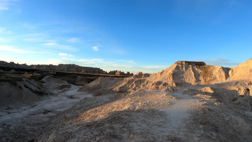 Badlands National Park on a sunny day in the state of South Dakota.