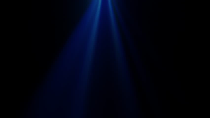 Loop top center blue optical lens flare shine rays transition abstract background. 4K beautiful blue spotlight effects moving on top center. 