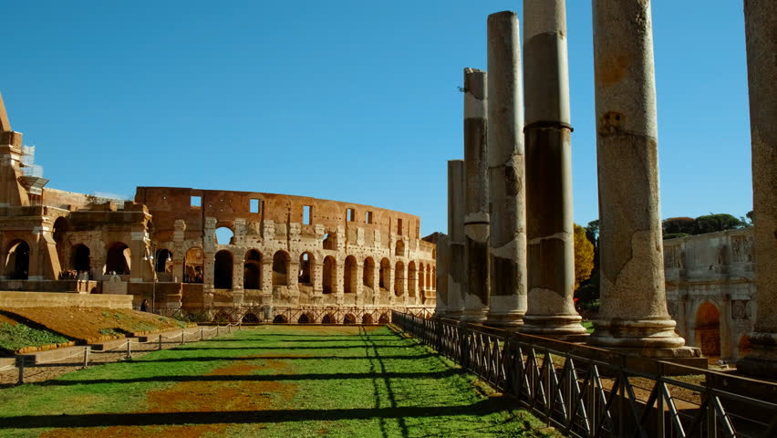 Breathtaking scene of the Colosseum in Rome, Italy, in warm golden light. Built in 80 AD by Emperor Vespasian and his son, Titus
