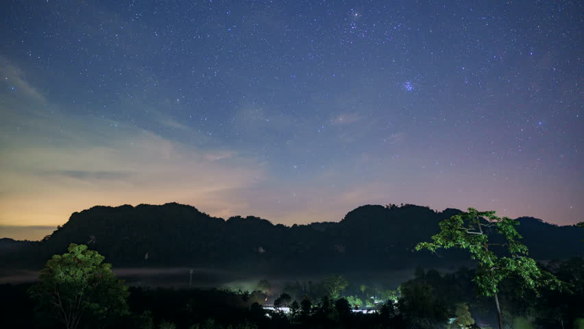 4K Timelapse of star moving over the mountain, Krabi, Thailand | Shutterstock HD Video #1098632423