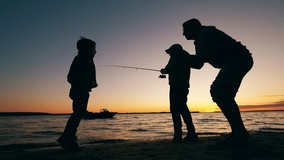 Children are having fun with their dad while fishing - Powered by Shutterstock - Get 15% off with code: PIKWIZARD15