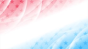 USA colors, stars and waves abstract elegant background. Independence Day motion design. Seamless looping video animation Ultra HD 4K 3840x2160
