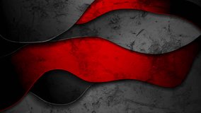 Red and black abstract grunge corporate material wavy background. Seamless looping motion design. Video animation Ultra HD 4K 3840x2160
