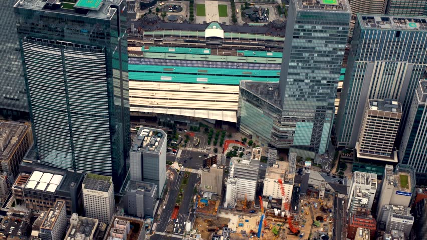 Aerial view of Chiyoda City, Marunouchi district, Tokyo Japan Royalty-Free Stock Footage #1098659283