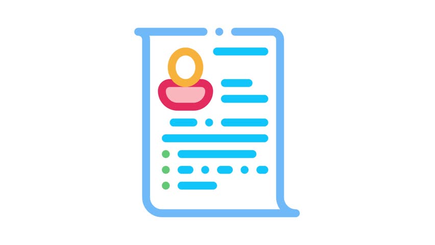 Candidate Curriculum Vitae CV Worksheet Icon Animation