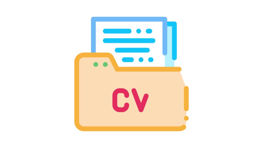 Folder With Curriculum Vitae CV Job Hunting Icon Animation