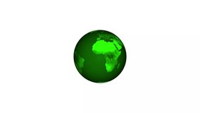 Flat design spinning Earth isolated on white. Animation of planet Earth.  rotation 360 ,and glowing 