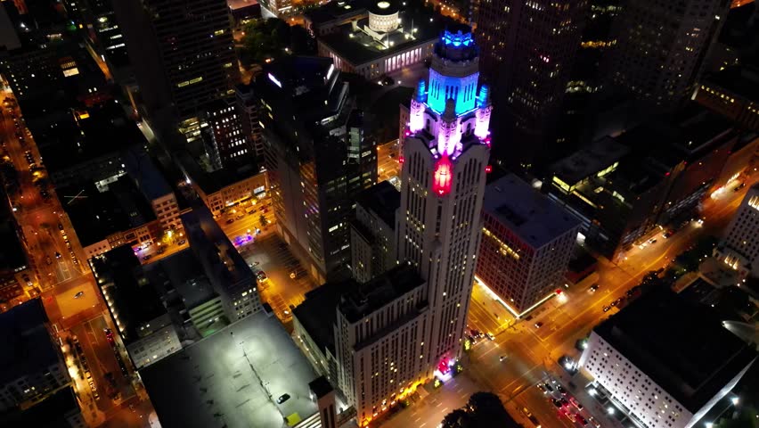 Aerial Leveque Tower Backwards Shot - Columbus, Ohio
