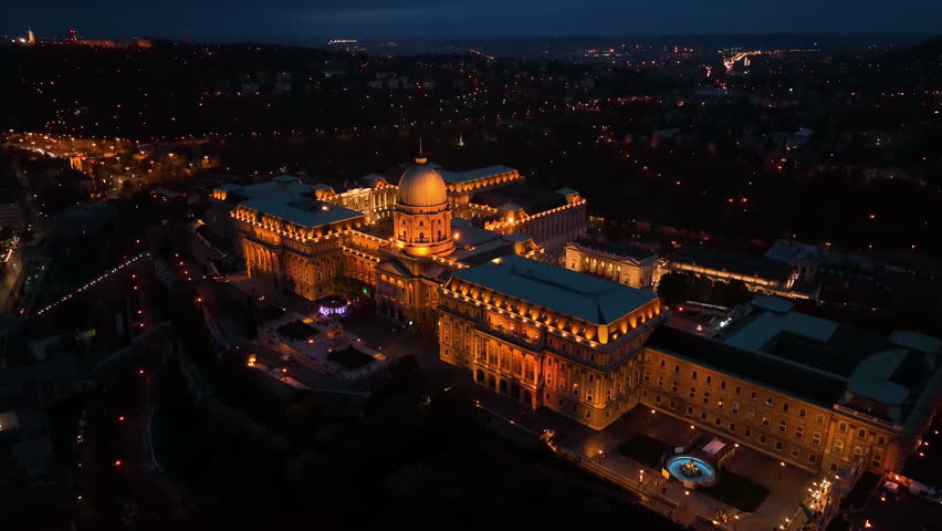 Budapest, Hungary, aerial view of Buda Castle, the historical castle and palace complex of the Hungarian Kings