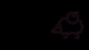 Glowing neon line Hedgehog icon isolated on black background. Animal symbol. 4K Video motion graphic animation.