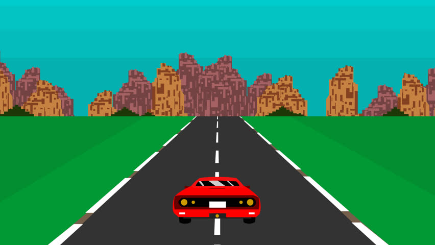 Animated video of old racing car game in 8-bit style with other cars competing, arcade, pixel, 2d. Royalty-Free Stock Footage #1098687287
