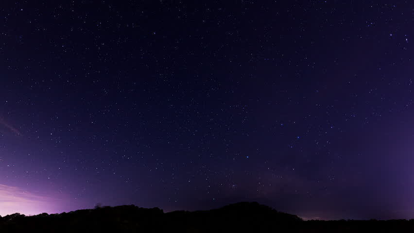 Starry Night Sky after Sunset with Shooting Stars and Forest Foreground 4K | Shutterstock HD Video #1098695215