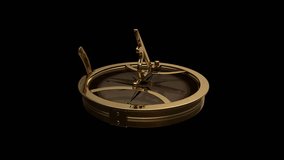 Antique Compass Transparent Alpha Video Animation