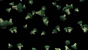 Broccoli Rain Transparent Alpha Video Animation