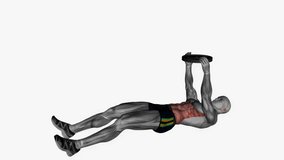 over head weight sit up fitness exercise workout animation male muscle highlight demonstration at 4K resolution 60 fps crisp quality for websites, apps, blogs, social media etc.