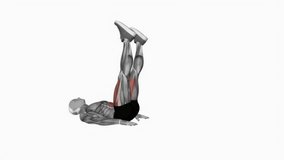 Alternate leg raise fitness exercise workout animation male muscle highlight demonstration at 4K resolution 60 fps crisp quality for websites, apps, blogs, social media etc.