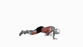 Dumbbell Side Plank with Rear Fly fitness exercise workout animation male muscle highlight demonstration at 4K resolution 60 fps crisp quality for websites, apps, blogs, social media etc.