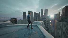 Happy Man Dancing and Celebrating Success on City Roof as a Young Professional Businessman in a Suit Enjoy the Triumph and Victory of a Job Well Done with Excitement and Joy Outdoors Laugh and Smile - Powered by Shutterstock - Get 15% off with code: PIKWIZARD15