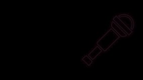Glowing neon line Spyglass telescope lens icon isolated on black background. Sailor spyglass. 4K Video motion graphic animation.