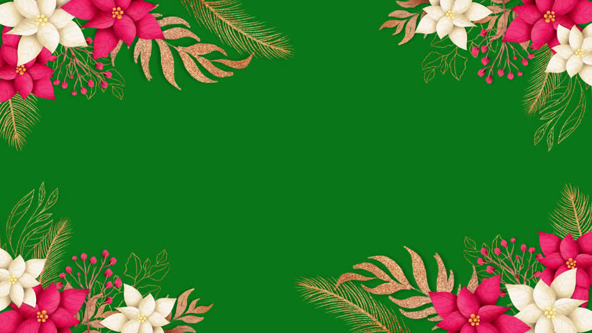 Floral frame animation on green screen. Floral frame animation with key color. Women's day, Valentine's Day, and Wedding day frame. Chroma color. | Shutterstock HD Video #1098733151