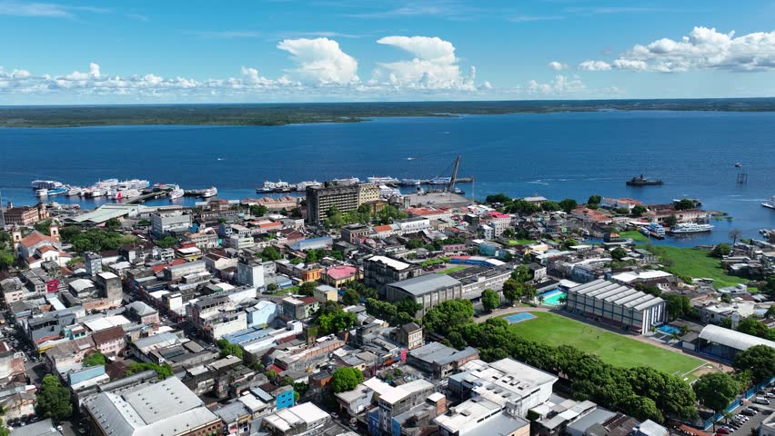 Historic Downtown At Manaus Amazonas Brazil. Cityscapes City Aerial. Avenues Landscape Metropolitan Awesome. Avenues Urban Metropolitan Business Center Town. Avenues Awesome Beautiful Day Town Square.