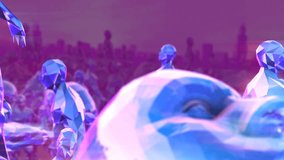 Abstract geometric metal geometric lowpoly human figures. Seamless synthwave retrofuturistic animation - Powered by Shutterstock - Get 15% off with code: PIKWIZARD15