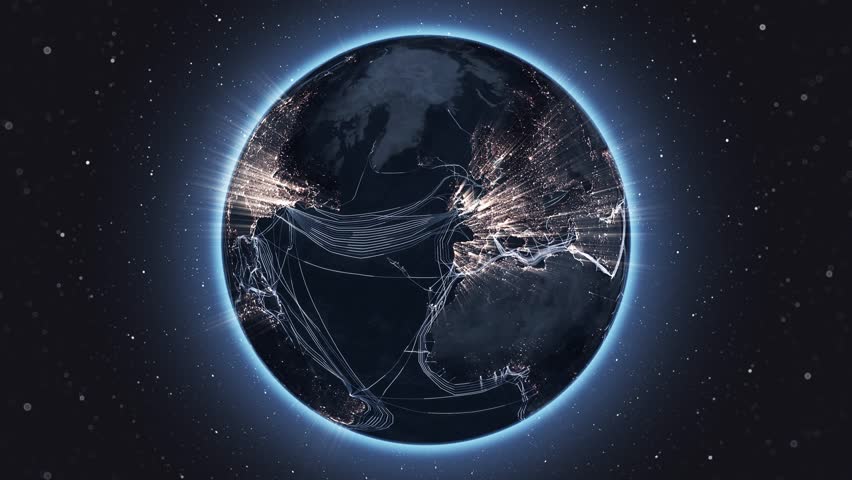 Global network connection the world abstract 3D rendering. Planet Earth, Globalized world, city lights and worldwide growth digital data network infrastructure | Shutterstock HD Video #1098741645
