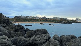 Panoramic view of sea shore of Santander, Cantabria, Spain. High quality 4k footage