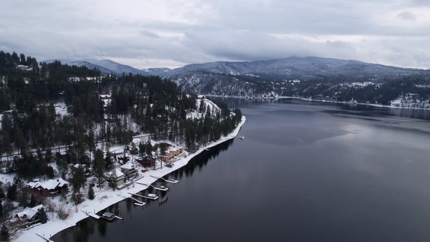 Aerial drone footage of amazing Lake Coeur d