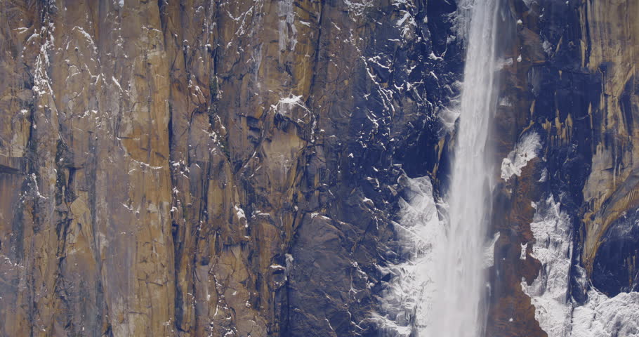 Bridal Veil Falls, Yosemite National Park in winter, California, USA
