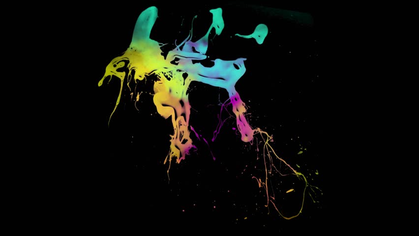 Beautiful colorful spot appears on a black background. Light cyan and colorful paints spreads on paper forming a blot. | Shutterstock HD Video #1098766645
