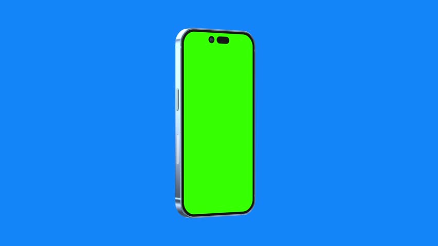 Smartphone green screen slow motion with a chroma key background. Smartphone technology cell phone display with luma white and black key 3D rendering.