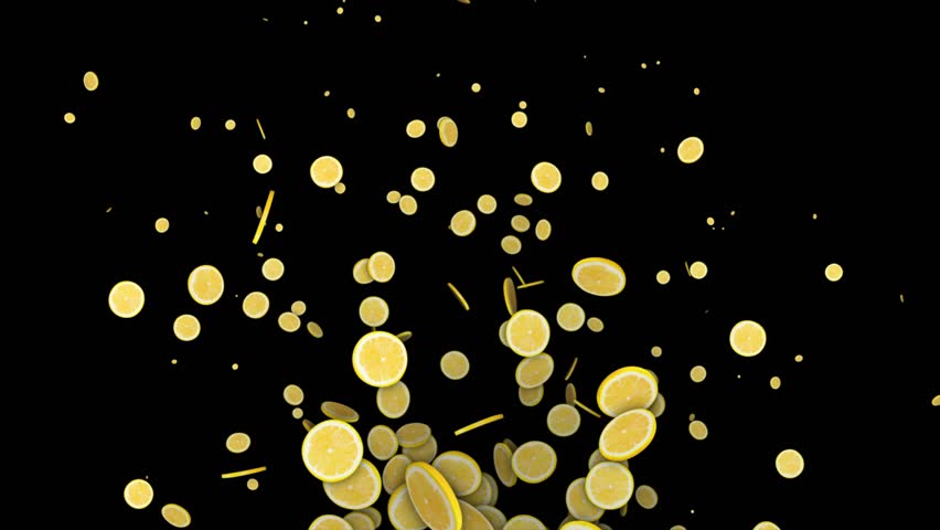 Flying LEMONS Slices Fruits, Animation, 60 fps, Loop, with Alpha Matte
 | Shutterstock HD Video #1098767325