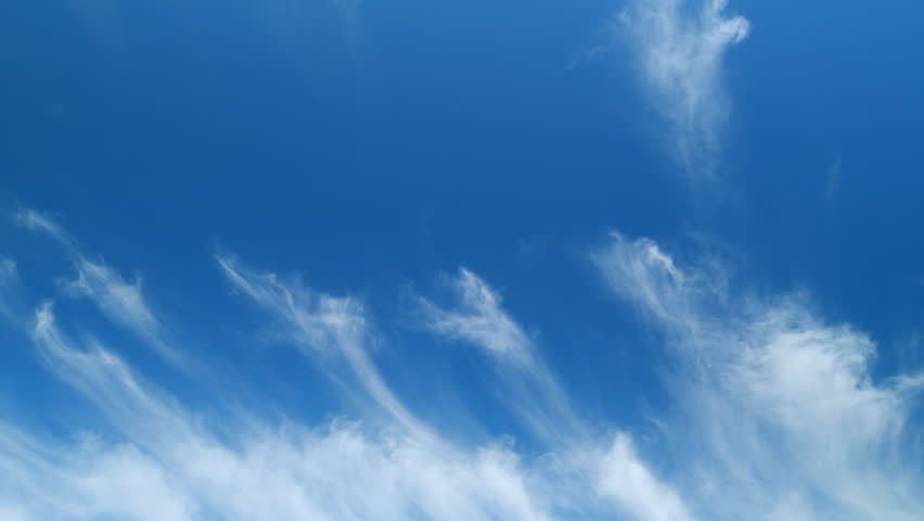 Cirrus cloud with blue sky background. Awesome white filaments of clouds and light effects. Time lapse. Royalty-Free Stock Footage #1098767459