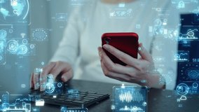 PC and smartphone user and Digital data concept. Digital transformation. Information communication technology. - Powered by Shutterstock - Get 15% off with code: PIKWIZARD15