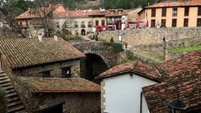 Urban scene of the Cantabrian town of Potes, in the Picos de Europa National Park, Spain. High quality 4k footage