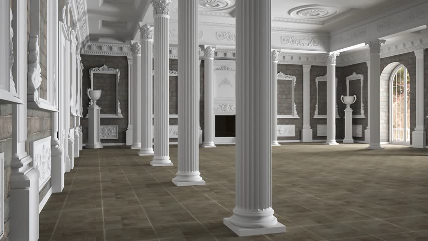 3D rendering of the hall in classical style